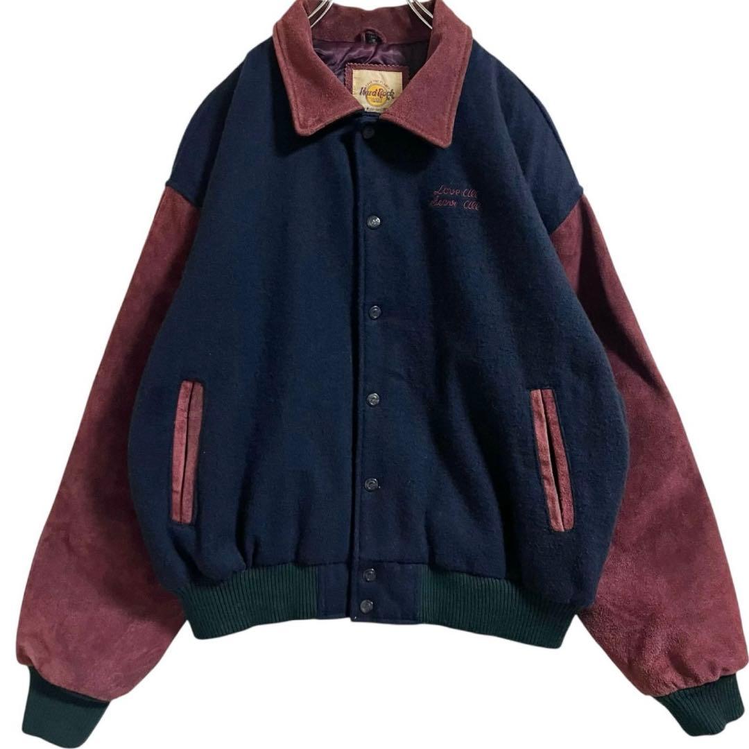 Hard Rock CAFE ハードロックカフェ スタジャン レザー ウール