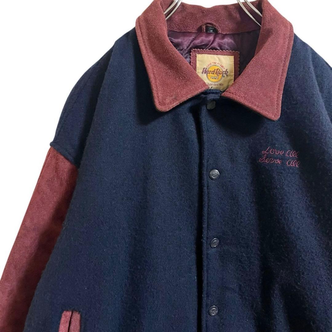 Hard Rock CAFE ハードロックカフェ スタジャン レザー ウール