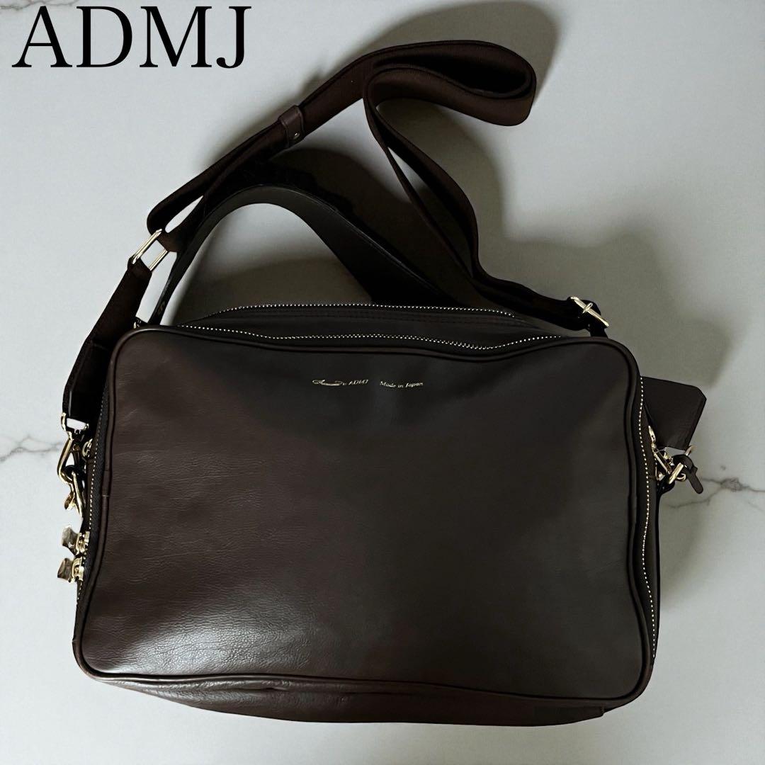 ADMJ エーディーエムジェー 2WAY レザーバッグ ダークブラウン