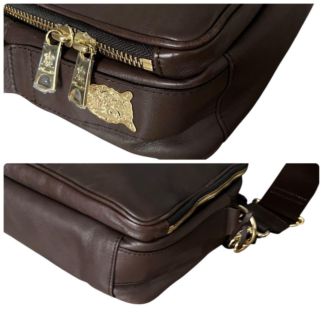 ADMJ エーディーエムジェー 2WAY レザーバッグ ダークブラウン