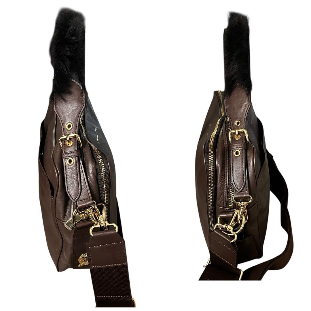 ADMJ エーディーエムジェー 2WAY レザーバッグ ダークブラウン