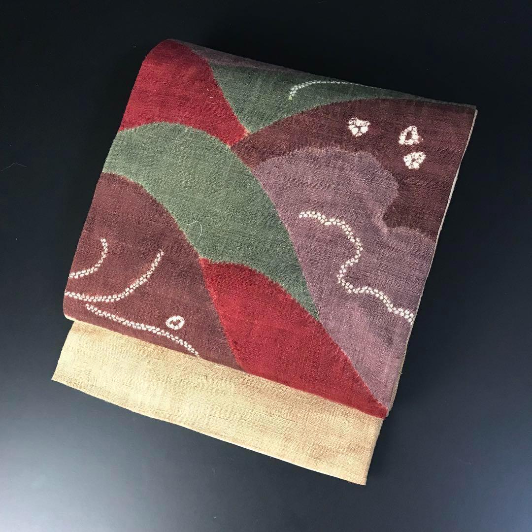 ZF-858 袋帯 洒落帯 紬 上質 正絹 太鼓柄 高級 逸品