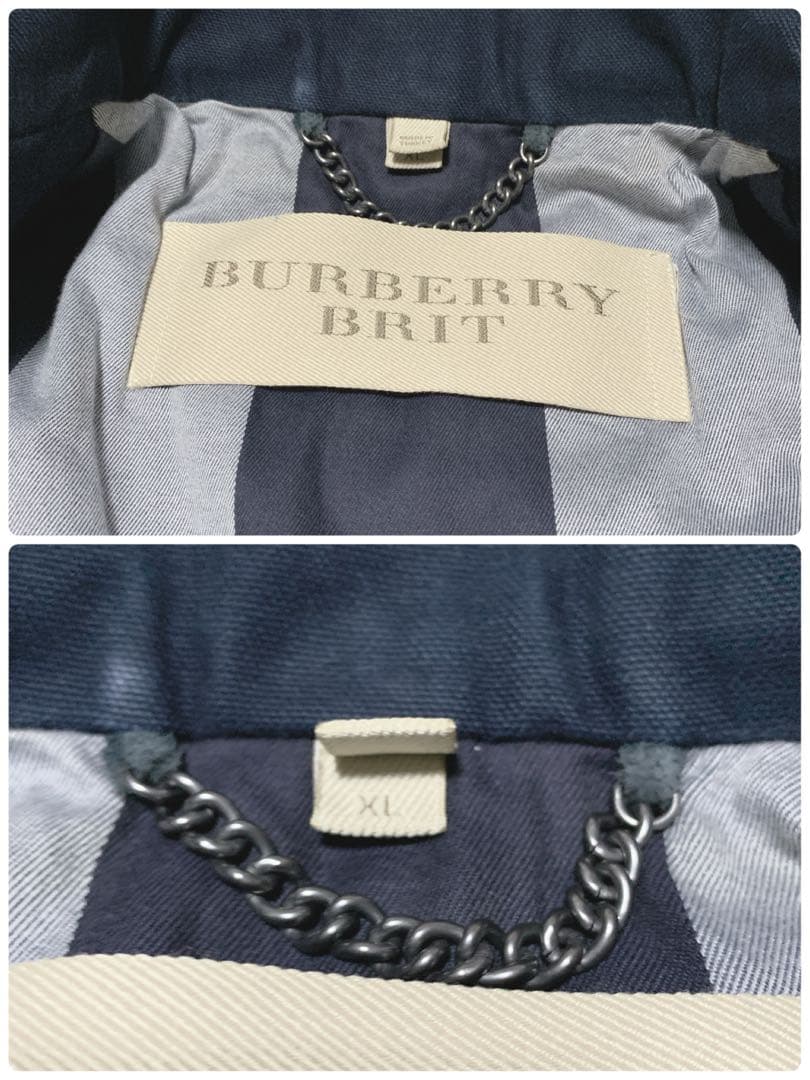 【美品】BURBERRY バーバリー Pコート メガチェック ネイビー XL