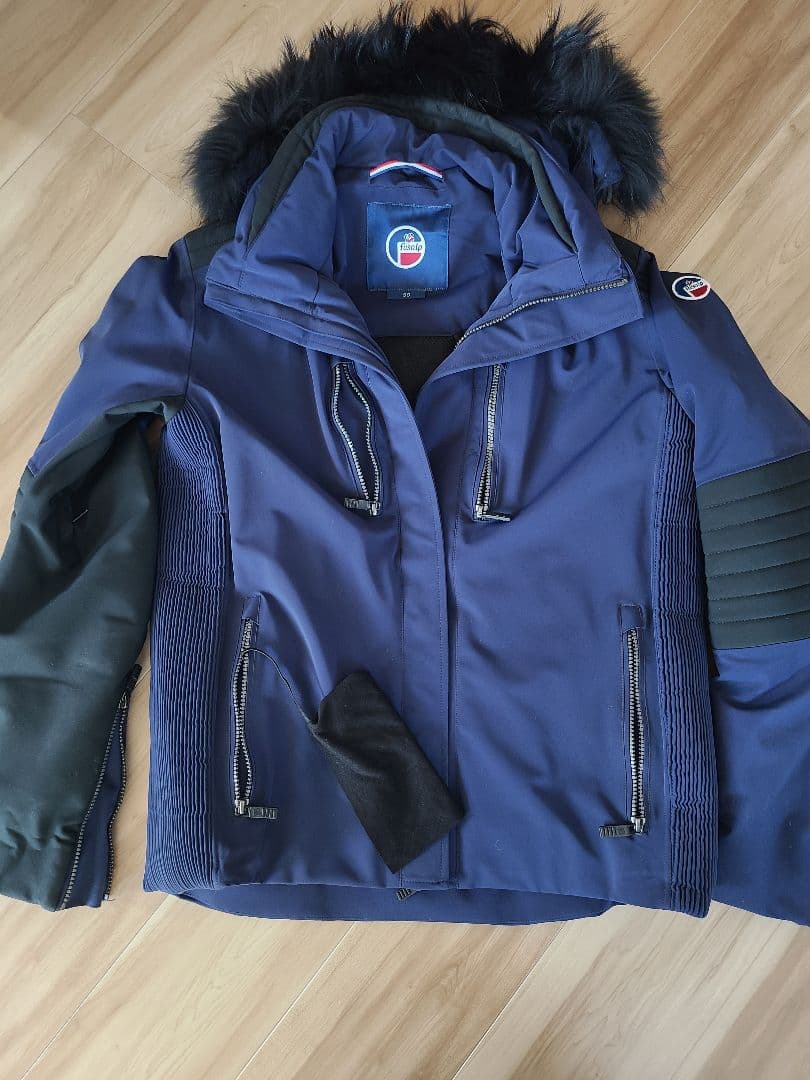 フザルプ ネイビー スキーウェア ファー付きフード