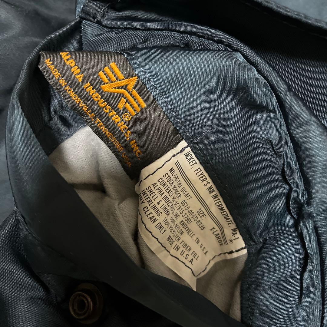 【USA製/希少XL】90s アルファ リバーシブルMA-1 ネイビー×オレンジ