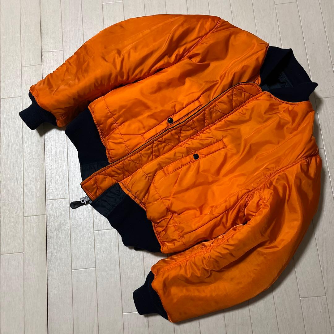 【USA製/希少XL】90s アルファ リバーシブルMA-1 ネイビー×オレンジ