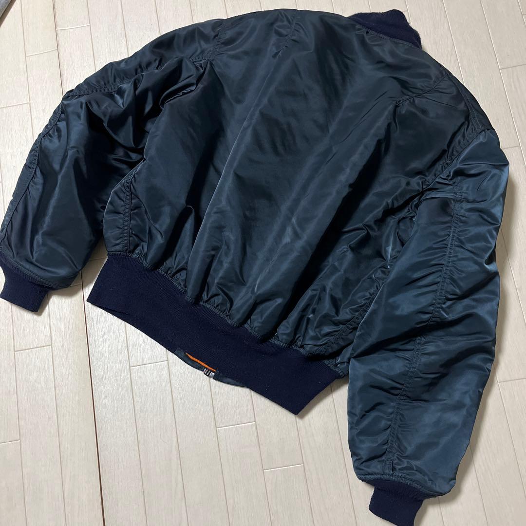 【USA製/希少XL】90s アルファ リバーシブルMA-1 ネイビー×オレンジ