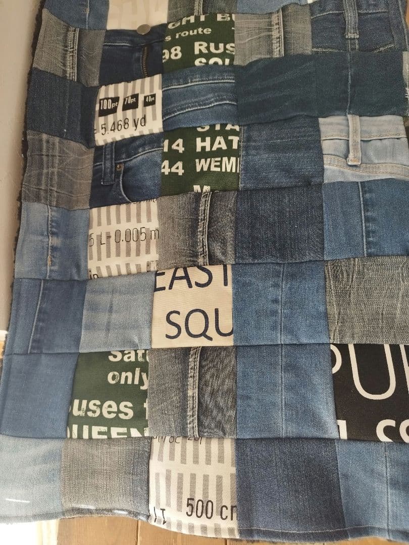 No.1322ハンドメイド★ブランケット2枚★デニムリメイク★パッチワーク