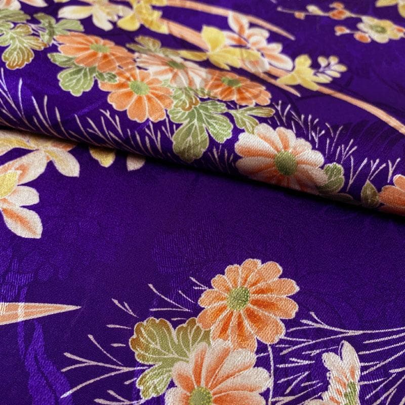 506ag33◎七五三 三歳 女の子 アンティーク着物&被布 花文 濃い紫色◎