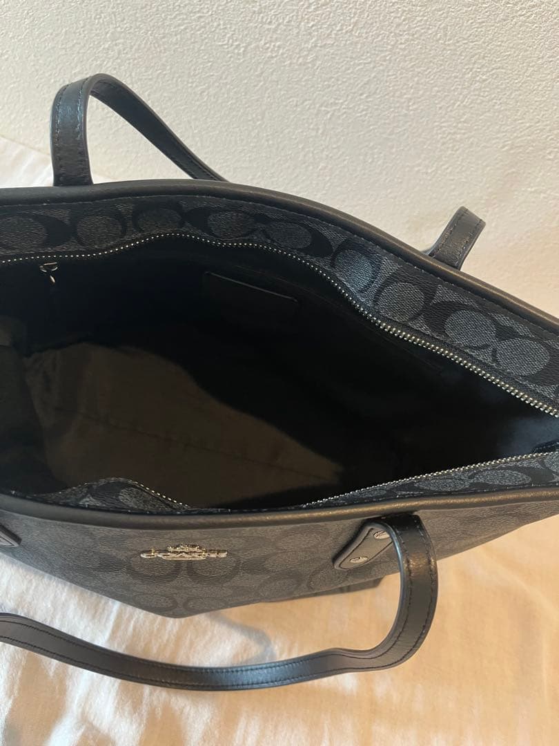 COACH コーチ バッグ ブラック シグネチャー柄 レザー