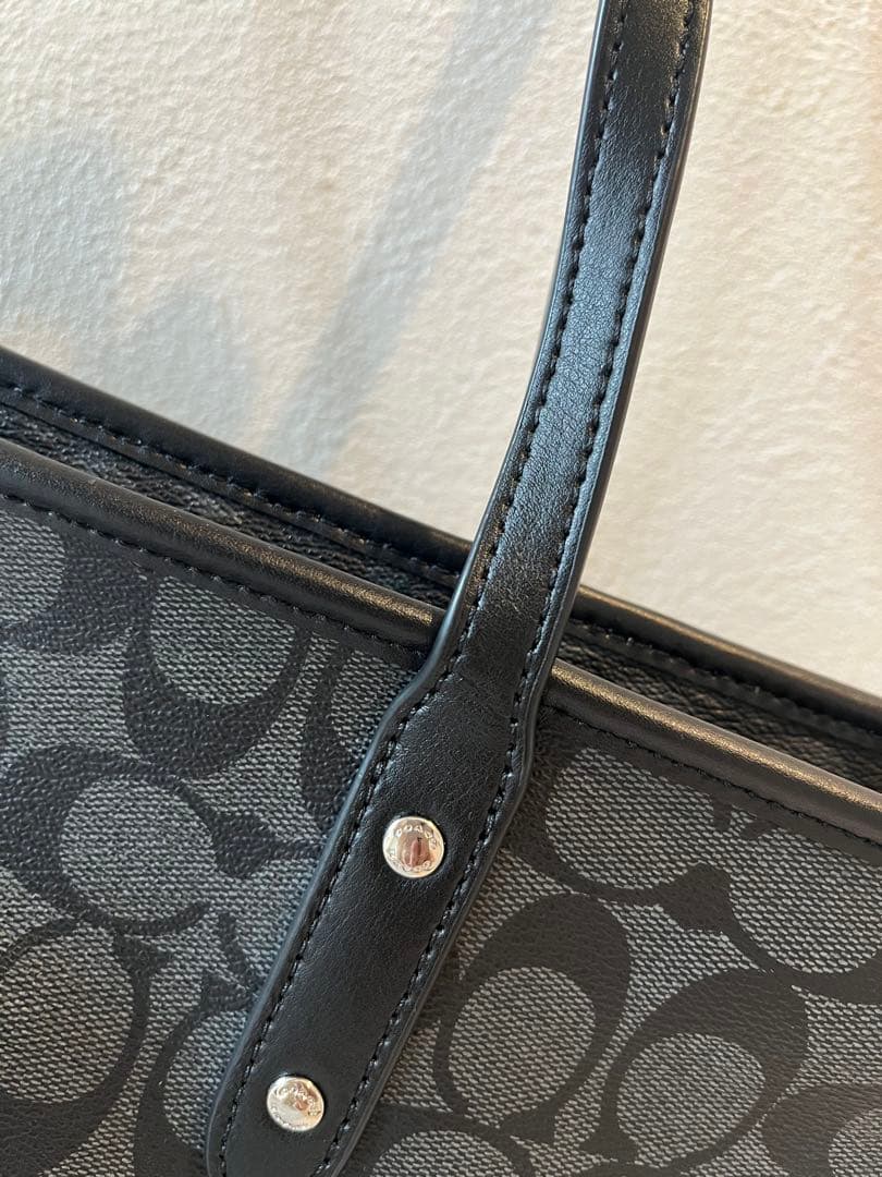 COACH コーチ バッグ ブラック シグネチャー柄 レザー