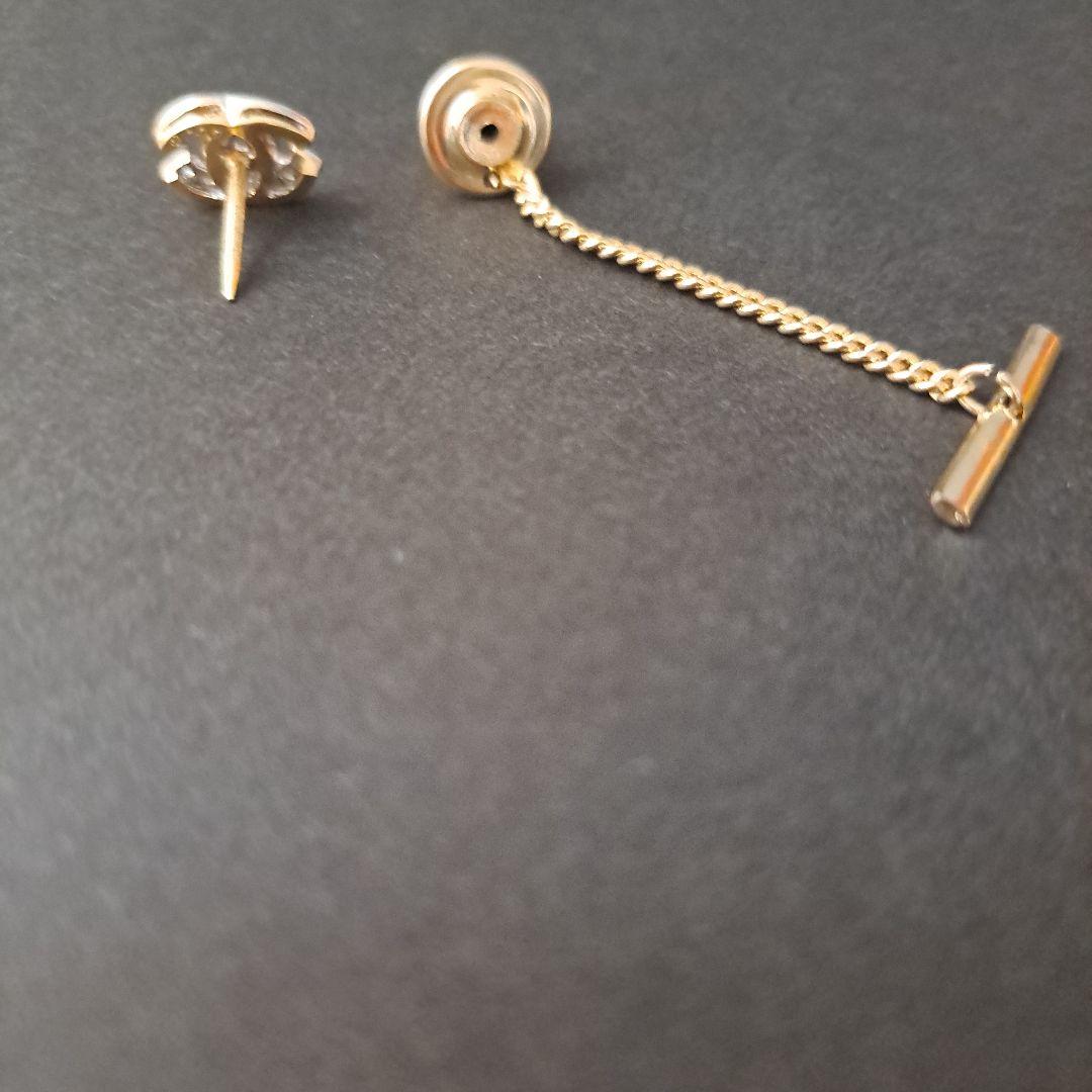 ダブルCロゴ ネクタイピン ブローチ　K18　ダイヤモンド