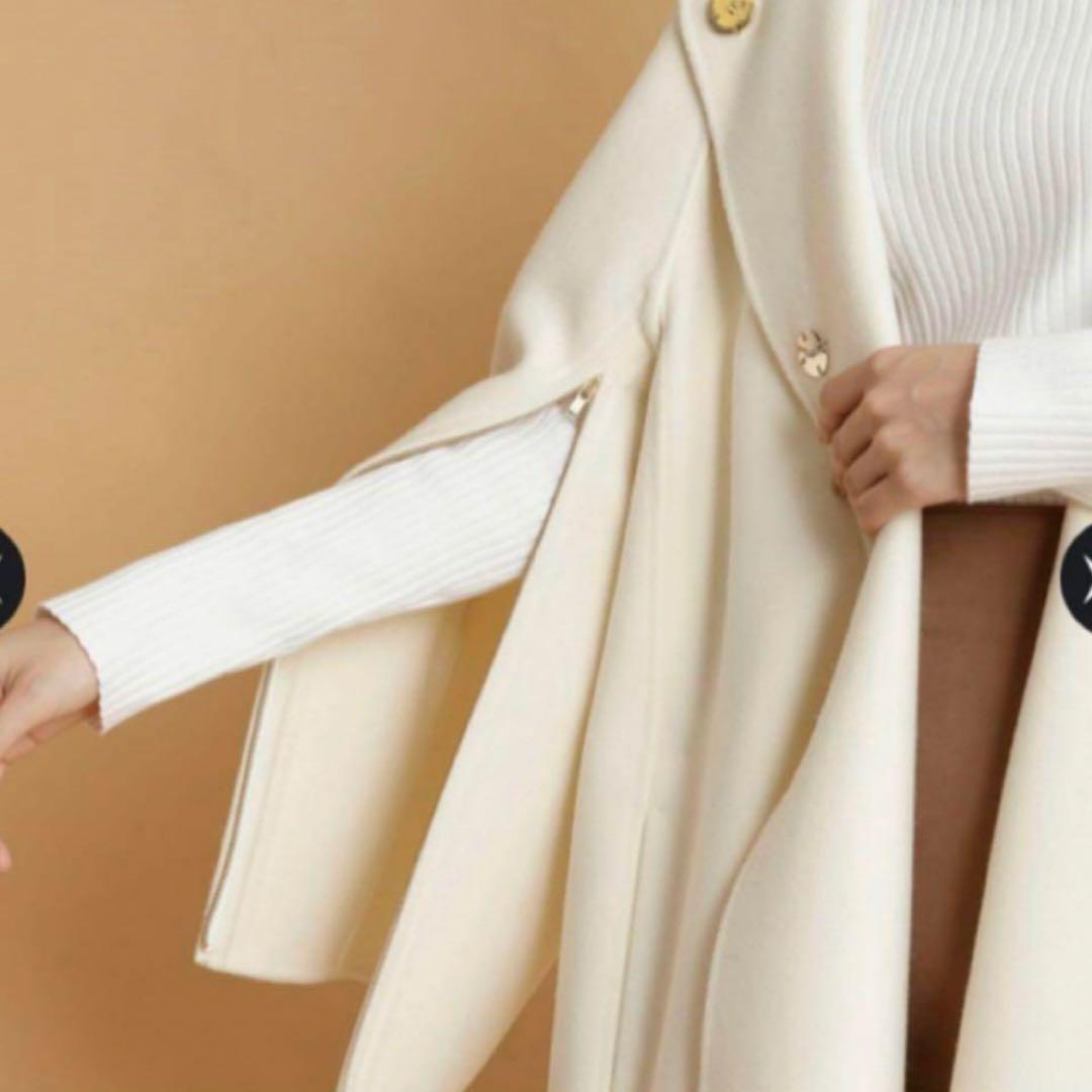 美品 CADUNE 川上桃子コラボ フード付きポンチョコート 36 袖2WAY