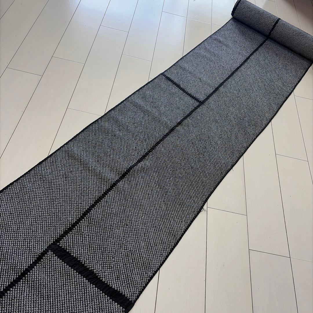 さ*な様 ■T3796■未使用品■正絹■黒　モノトーン　総絞り　横段違い　反物