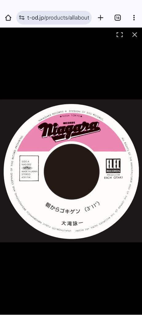 All About Niagara 1973-2024 大滝詠一シングルレコード