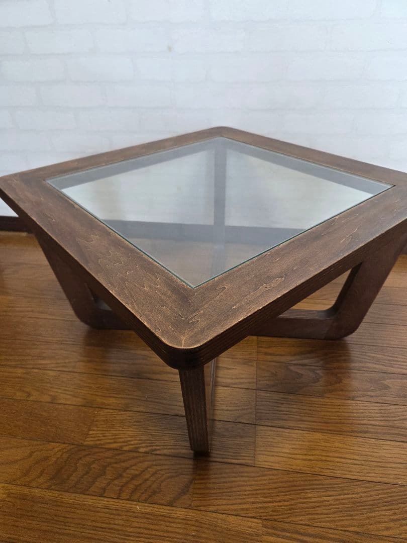 木製家具、ガラストップセンターテーブル、ローテーブル、