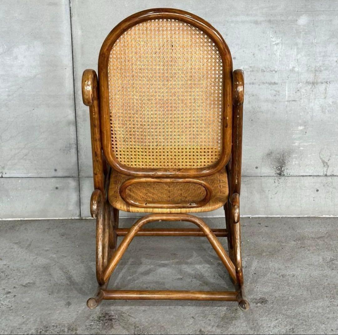 ꧁チワワ꧂ラタン ロッキングチェア　ヴィンテージ　送料込　アンティーク