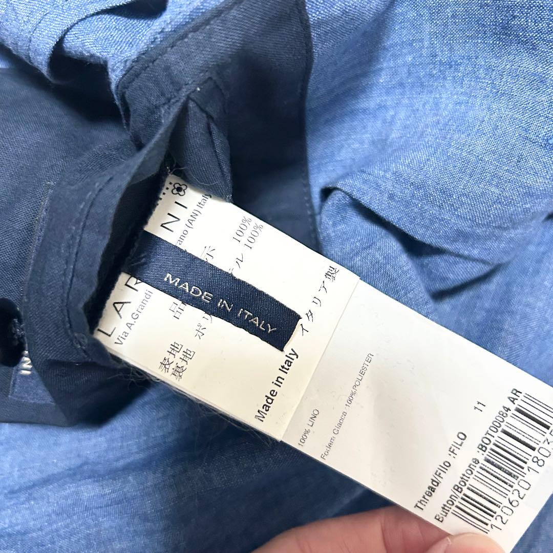 極美品　ラルディーニ　デニム調　テーラードジャケット　アンコンジャケット　リネン