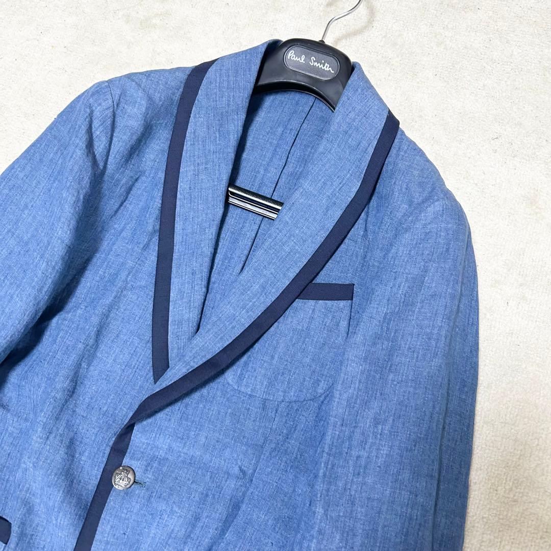 極美品　ラルディーニ　デニム調　テーラードジャケット　アンコンジャケット　リネン