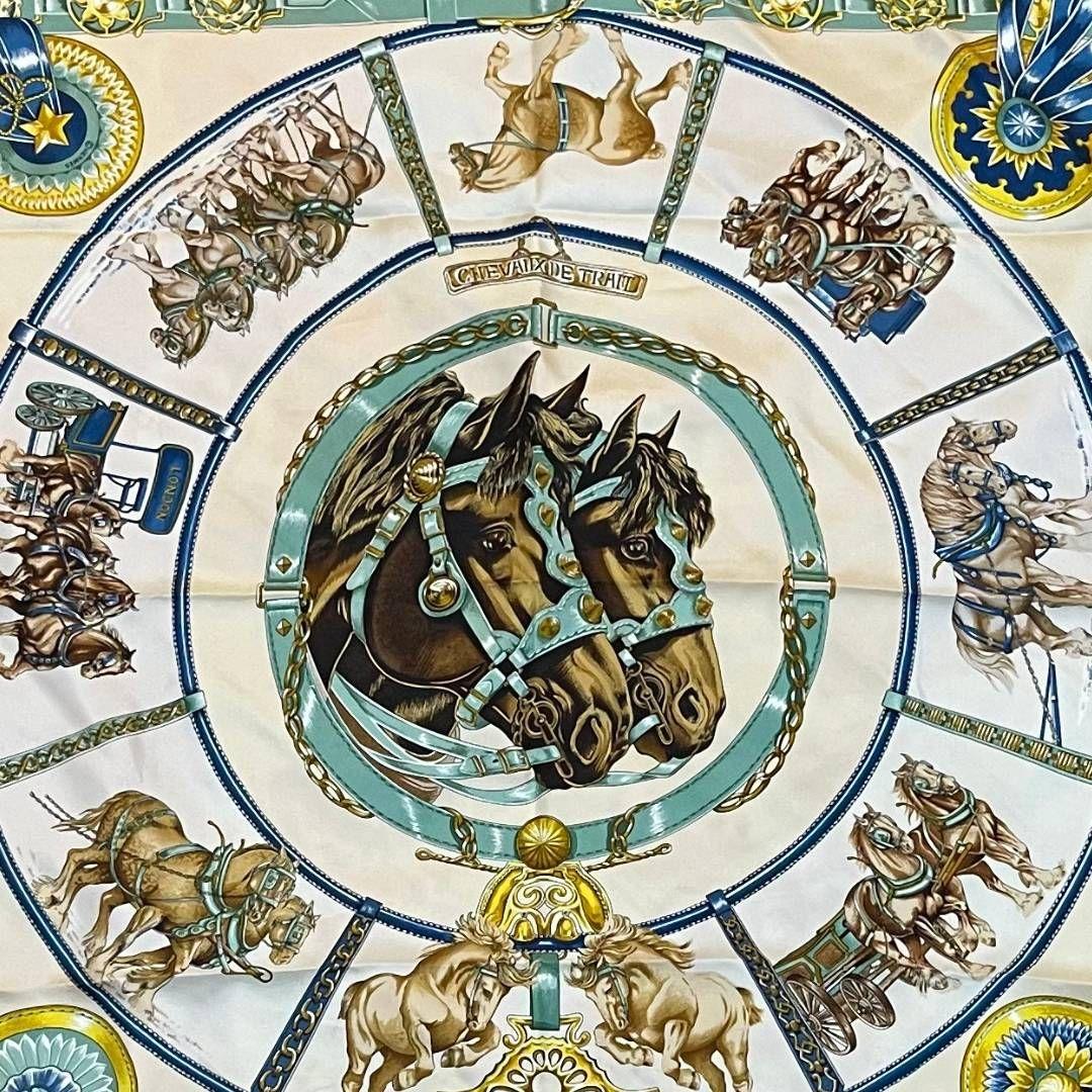 HERMESエルメスカレ90Chevaux de Trait馬柄 美品タグあり