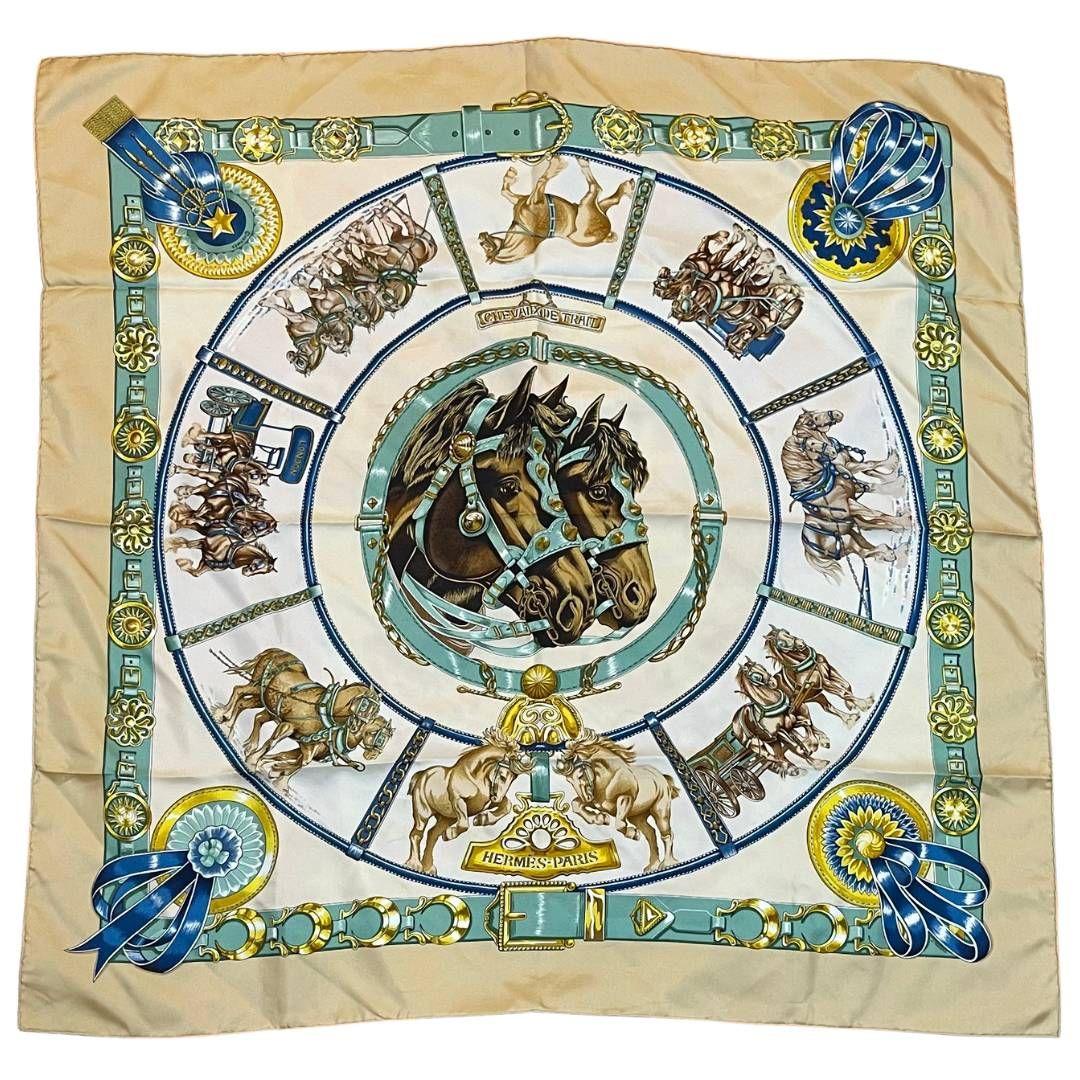 HERMESエルメスカレ90Chevaux de Trait馬柄 美品タグあり