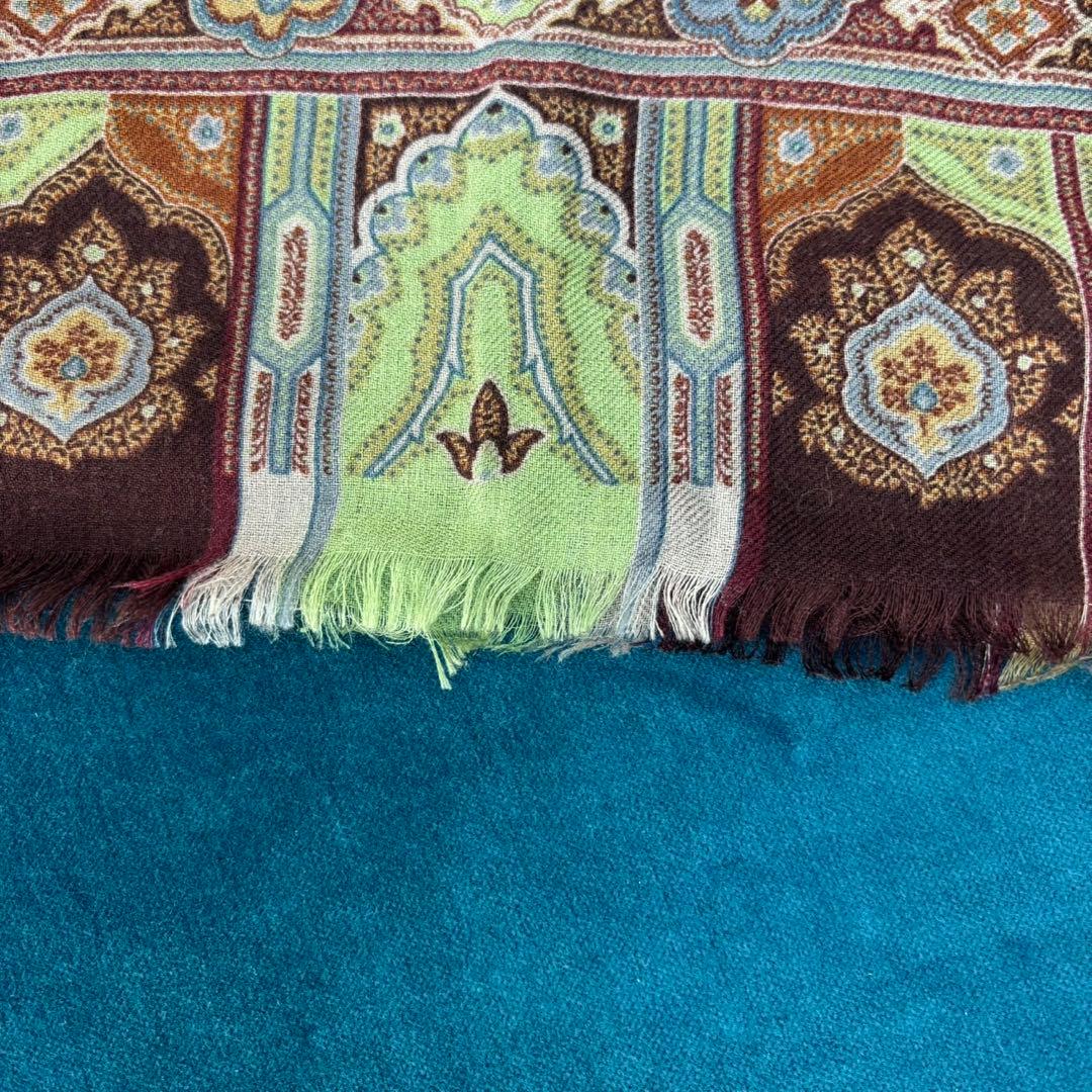 希少ETRO ペイズリー柄 ストールイタリア製シルクウールストール珍品箱タグ付き