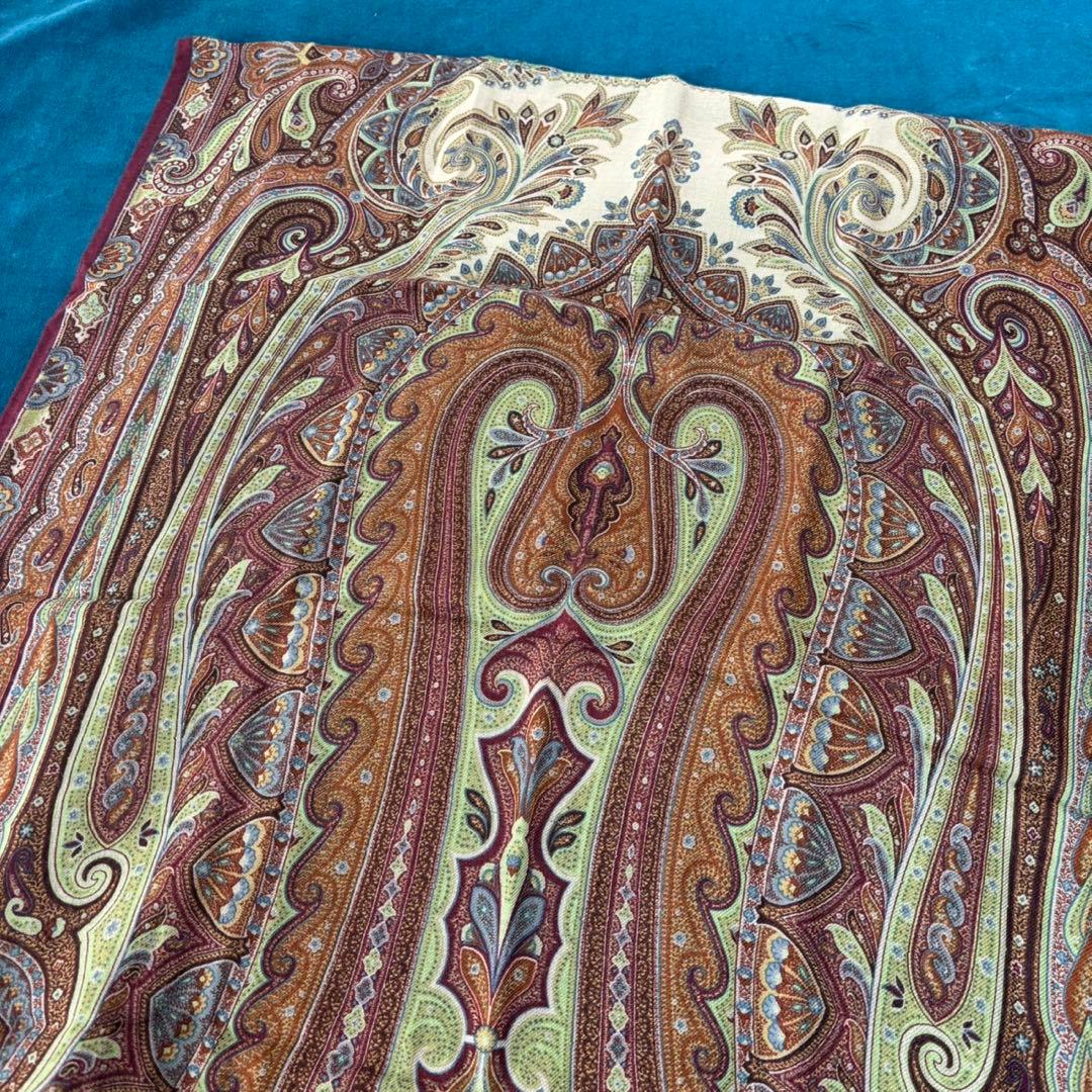 希少ETRO ペイズリー柄 ストールイタリア製シルクウールストール珍品箱タグ付き
