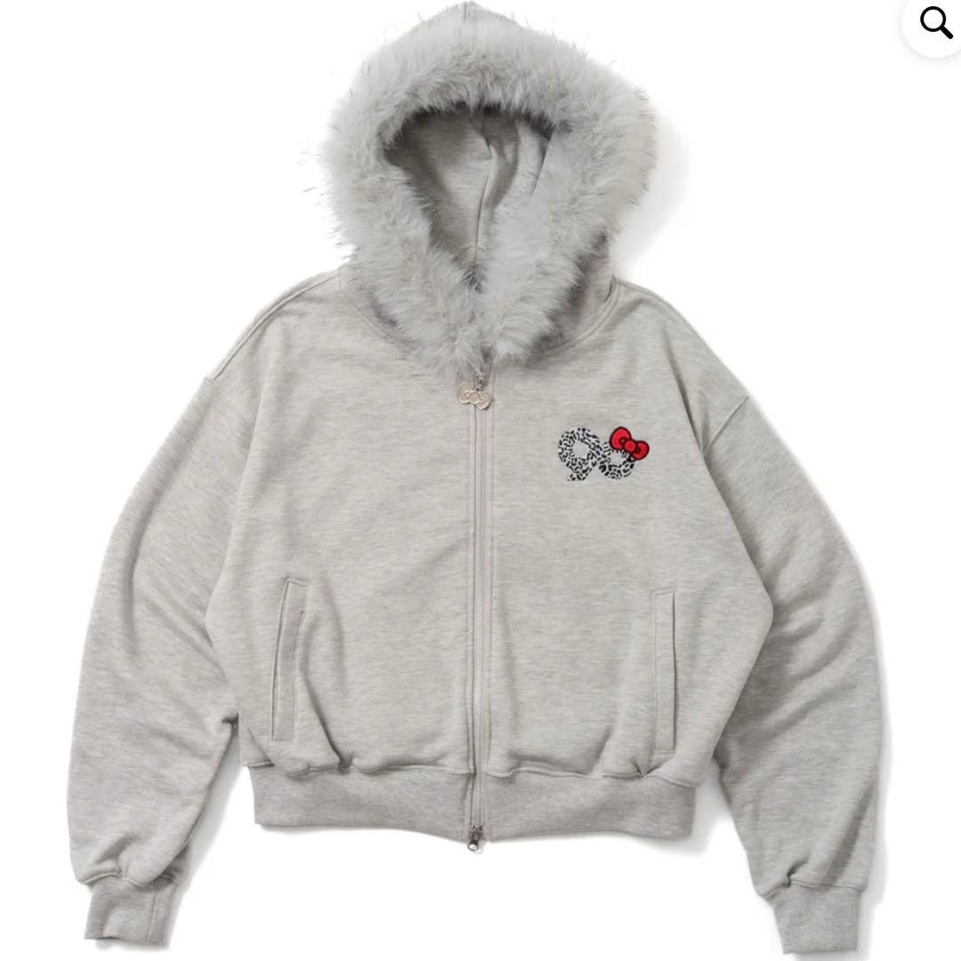 トップス 9090 HELLO KITTY 90 Logo Fur Zip Hoodie