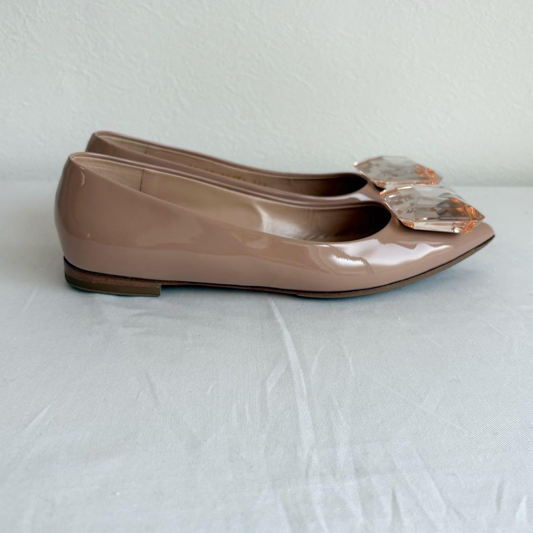 ⑤中古美品GianvitoRossi ビジュー パテント ピンク 22.5相当