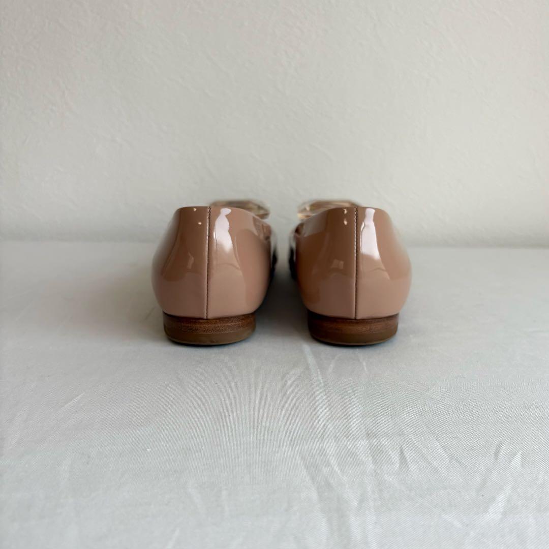 ⑤中古美品GianvitoRossi ビジュー パテント ピンク 22.5相当