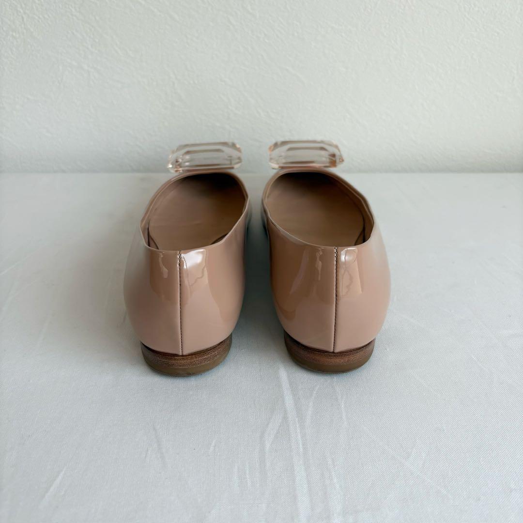 ⑤中古美品GianvitoRossi ビジュー パテント ピンク 22.5相当