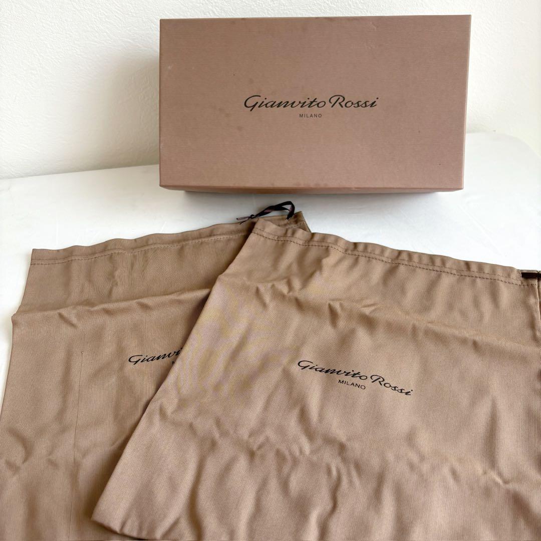 ⑤中古美品GianvitoRossi ビジュー パテント ピンク 22.5相当