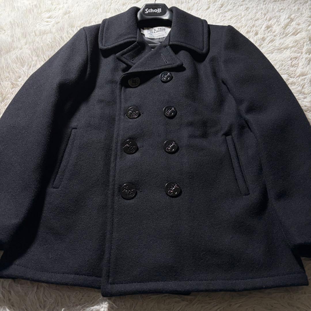 極美品/40サイズ■schott ピーコート　753US ネイビー USA製