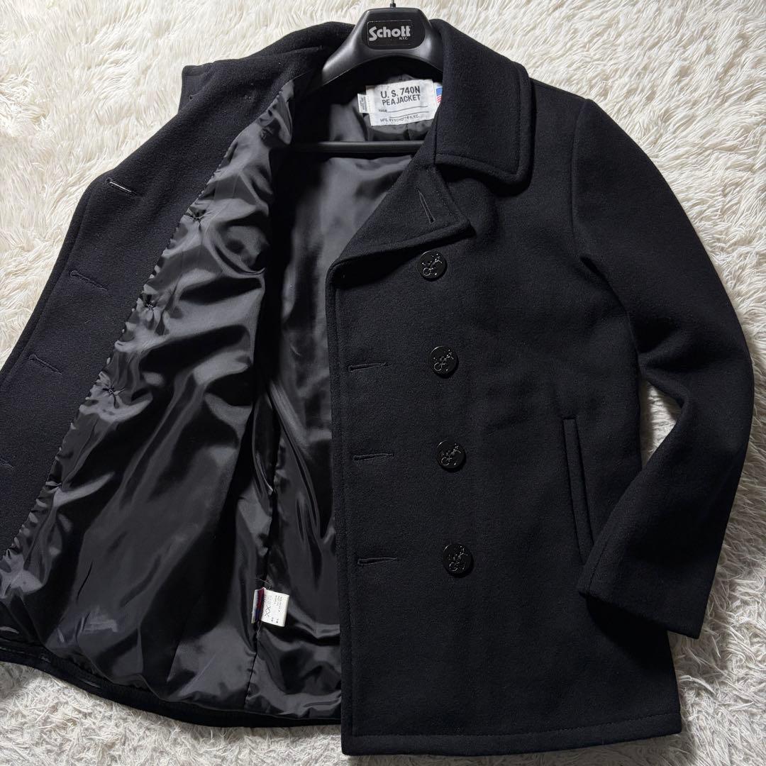 極美品/40サイズ■schott ピーコート　753US ネイビー USA製