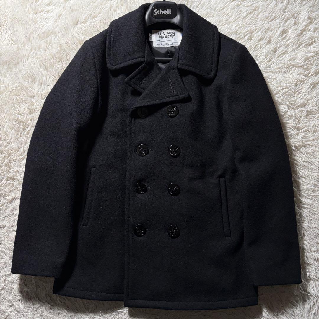 極美品/40サイズ■schott ピーコート　753US ネイビー USA製