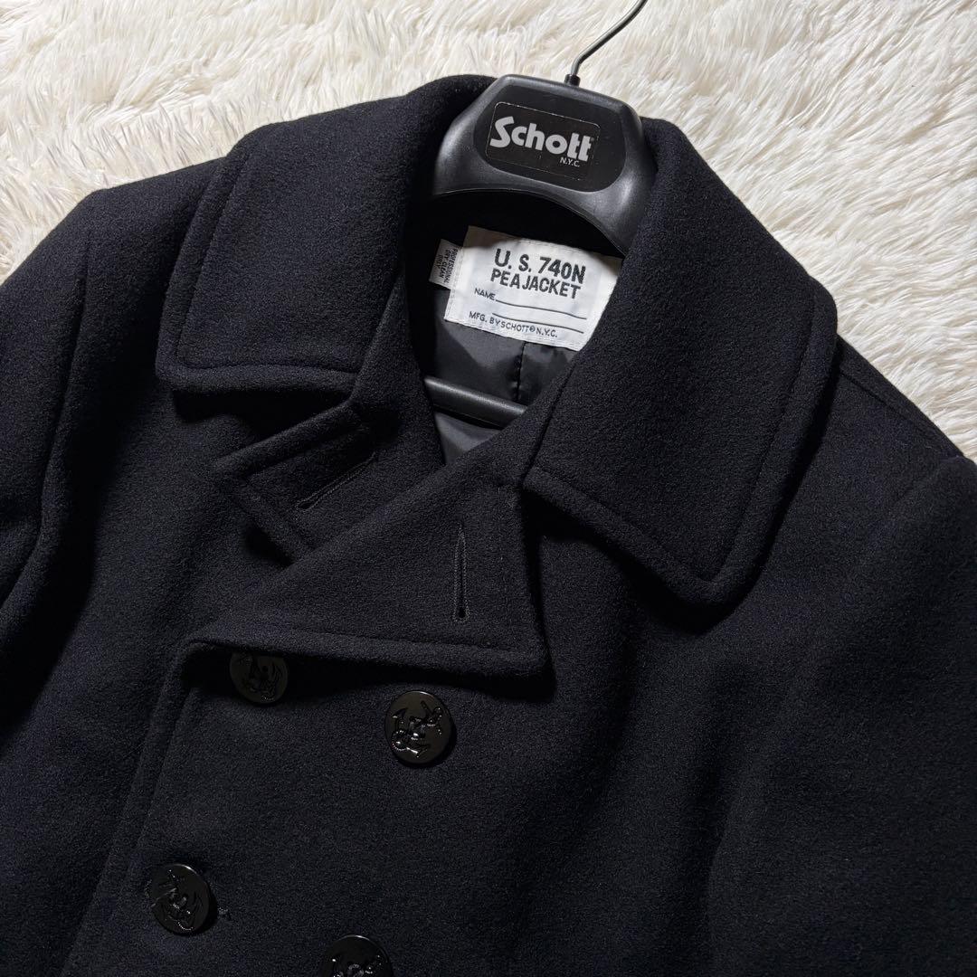 極美品/40サイズ■schott ピーコート　753US ネイビー USA製