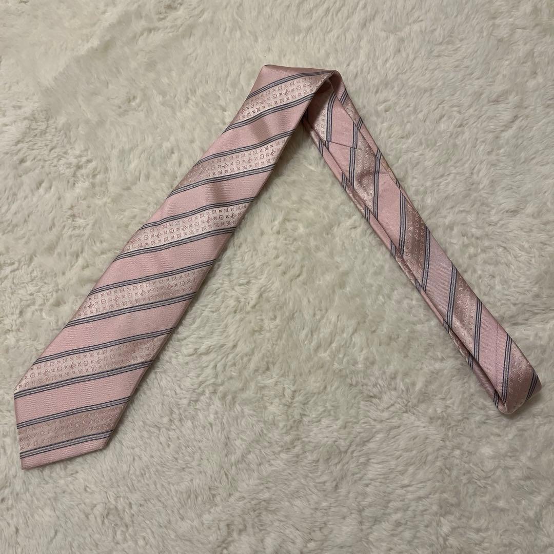ルイヴィトン ネクタイ ピンク　モノグラム　シルク