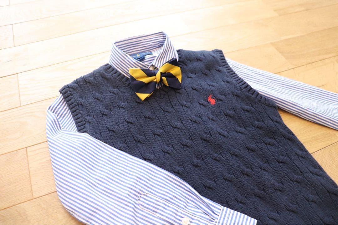 ラルフローレン120フォーマルスーツ5点紺ブレザー入学式結婚式美品