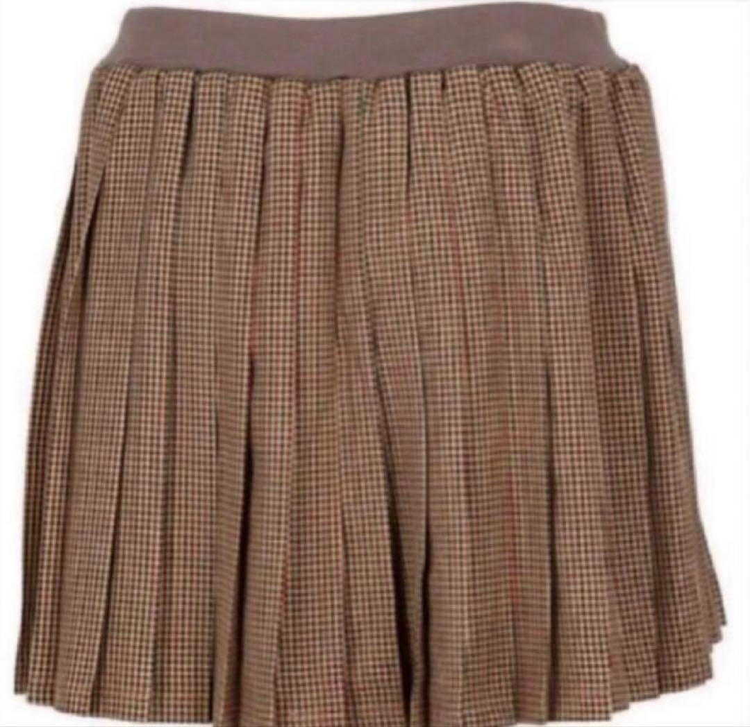 No.591 FILA キャメルガンクラブチェックのプリーツスコート☆XL☆