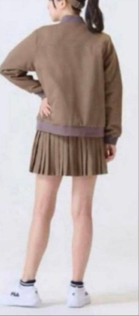 No.591 FILA キャメルガンクラブチェックのプリーツスコート☆XL☆