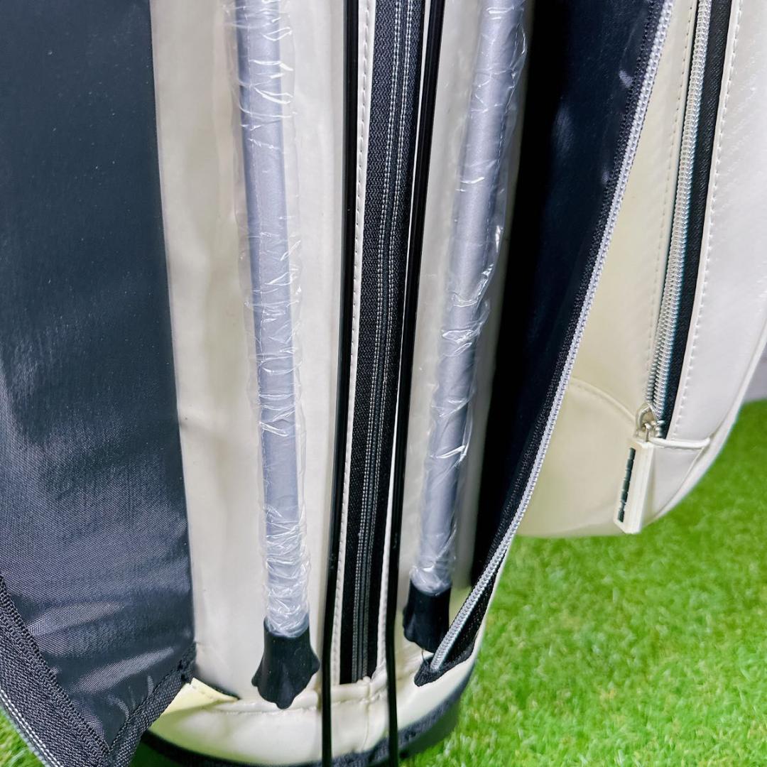 未使用　ポルシェ　キャディバッグ エナメル　スタンド式　 ホワイト スポーティ