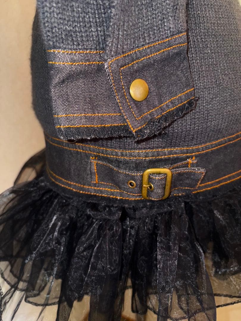 レア⭐︎平成ギャルarchiveニットデニムドッキングパーカー　フルボタンy2k