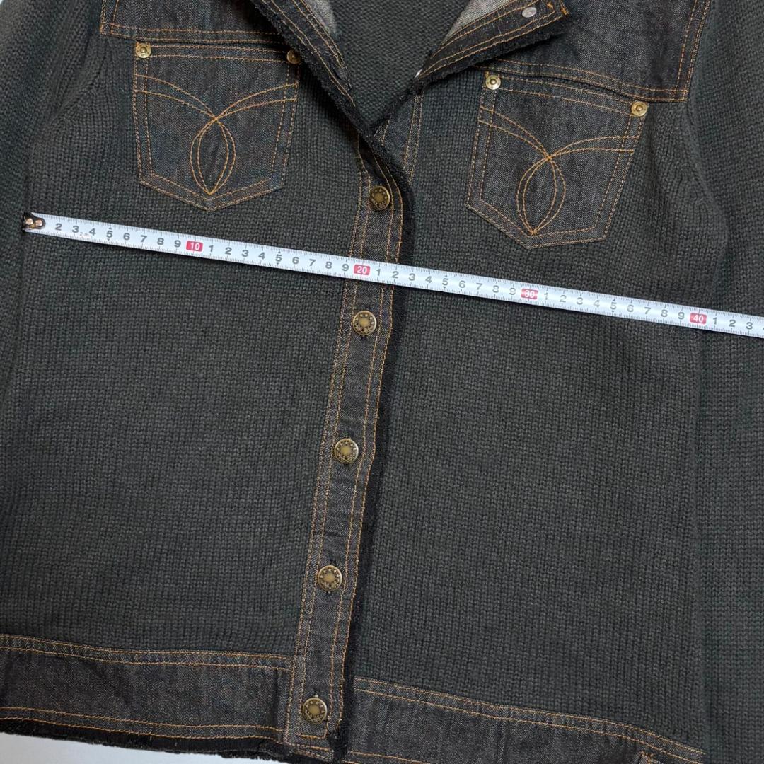 レア⭐︎平成ギャルarchiveニットデニムドッキングパーカー　フルボタンy2k