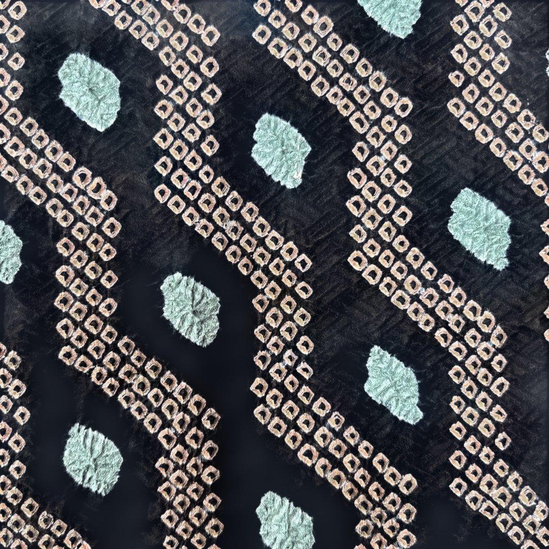 絞り着物反物 黒地