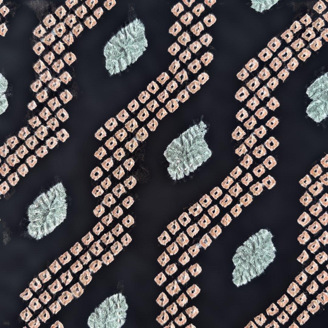 絞り着物反物 黒地