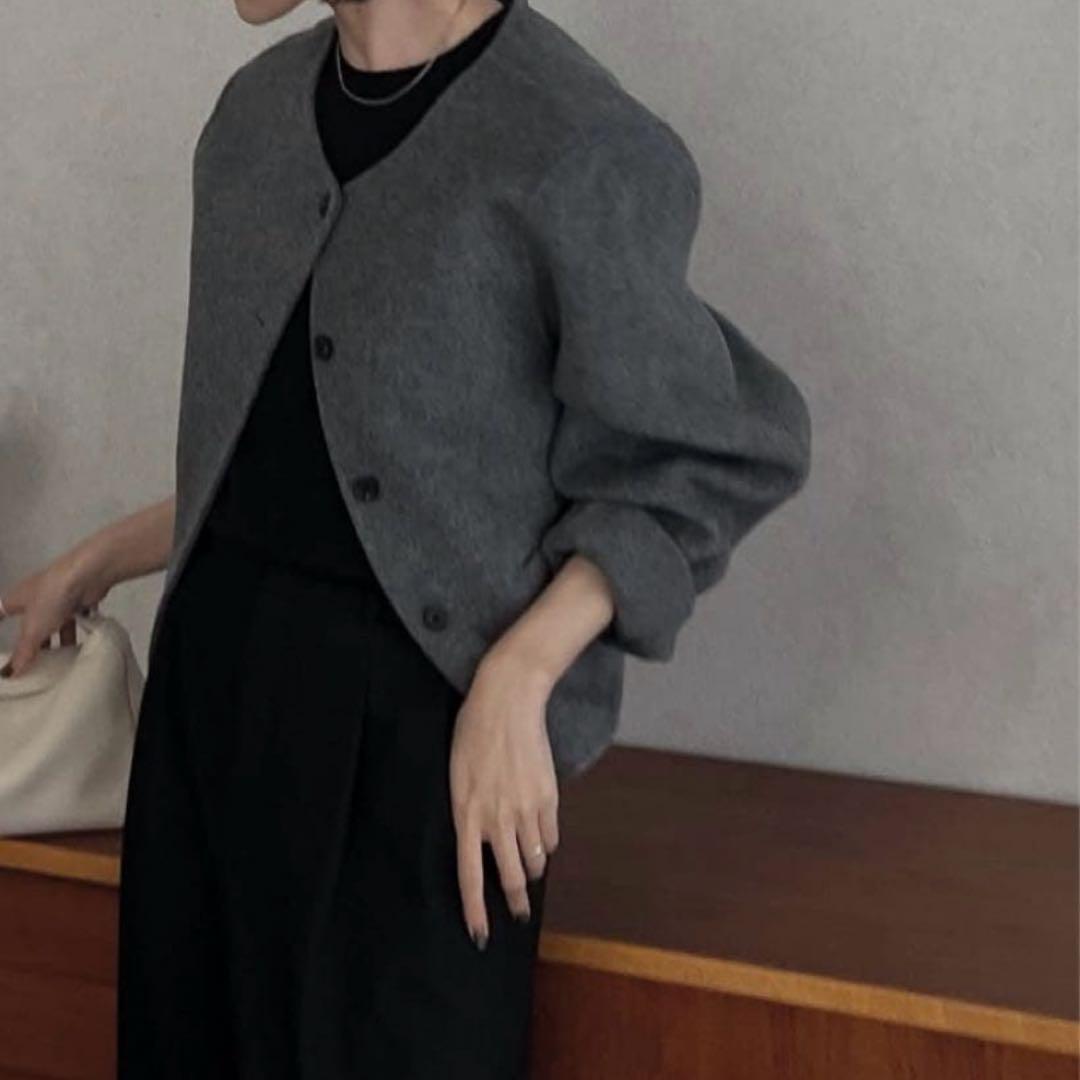 Didot.showroom 【HAND MADE】ノーカラーウールジャケット