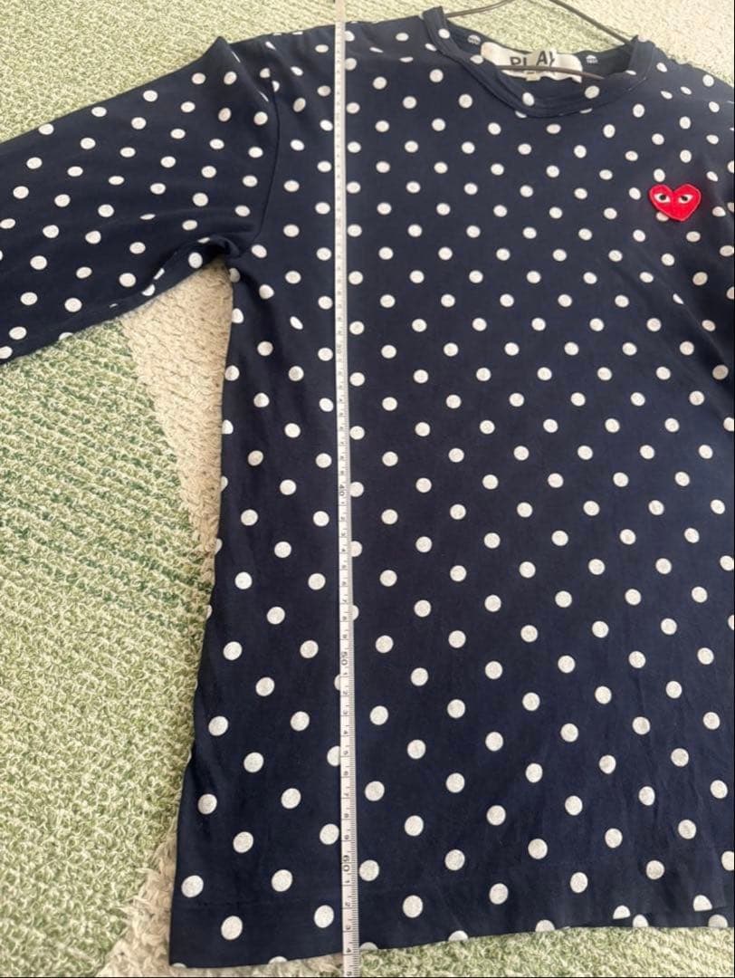 PLAY COMME des GARCONS Mネイビー ドット柄 長袖Tシャツ