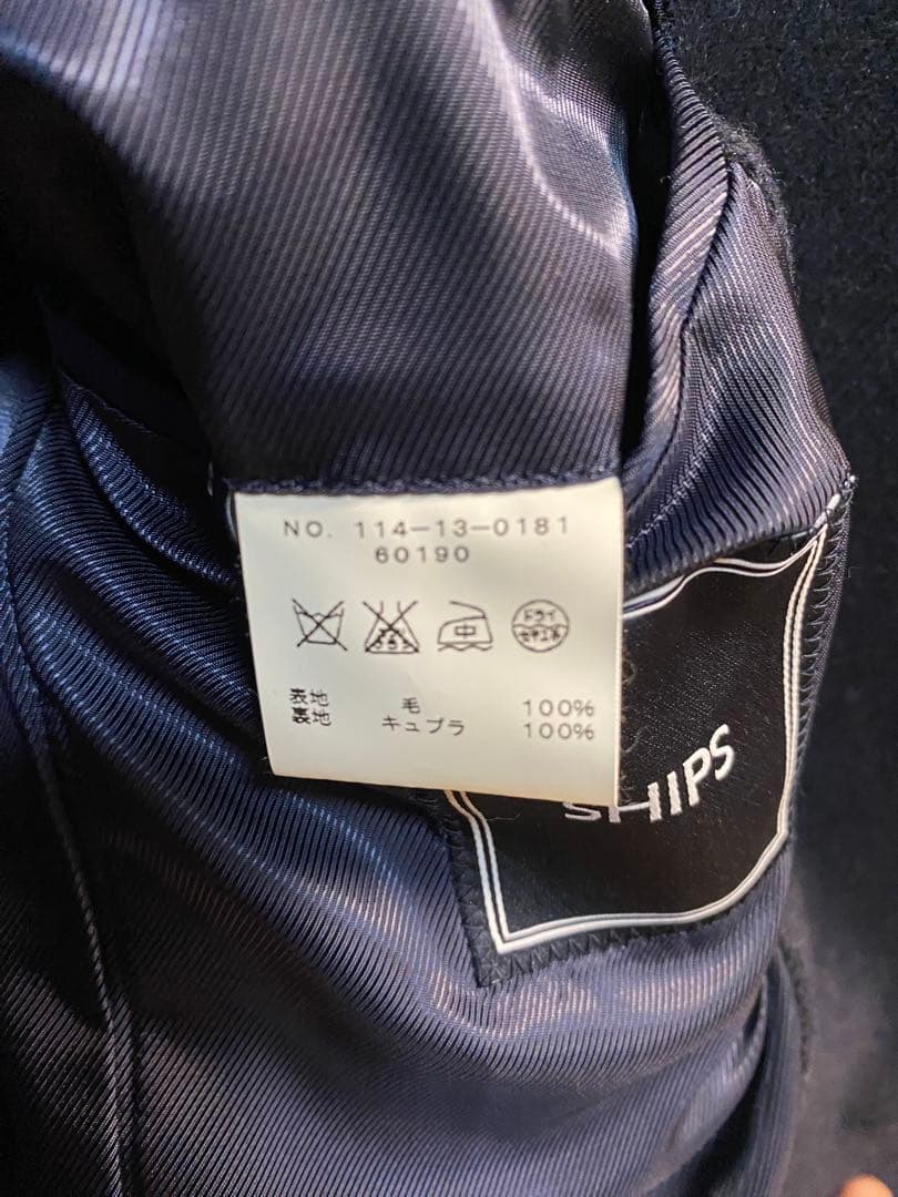 SHIPS ネイビー ウール カーコート