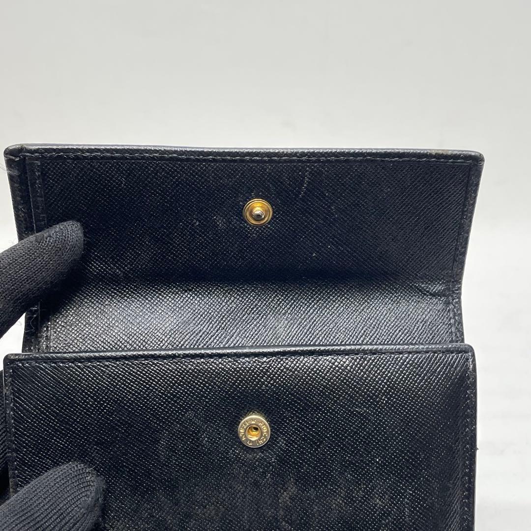 2866 PRADA プラダ 三つ折り財布 ブラック トライアングルロゴ