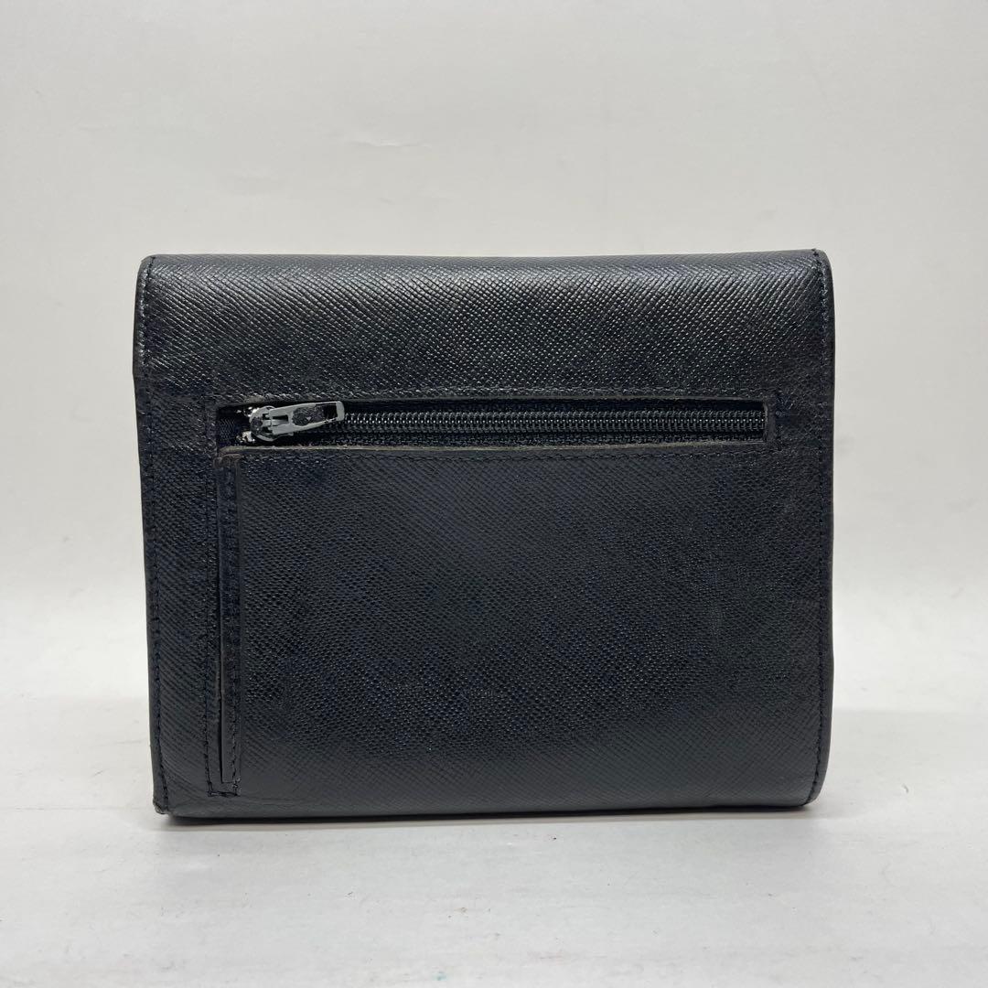 2866 PRADA プラダ 三つ折り財布 ブラック トライアングルロゴ